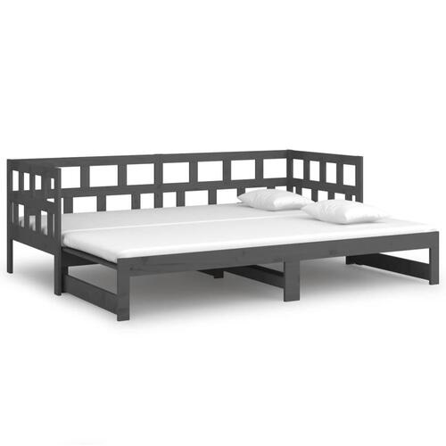 Daybed med udtræk 2x(80x200) cm massivt fyrretræ grå