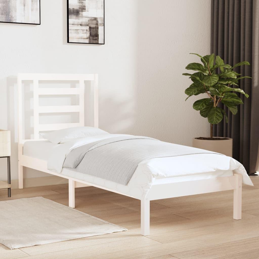 Sengeramme 75x190 cm Small Single massivt træ hvid