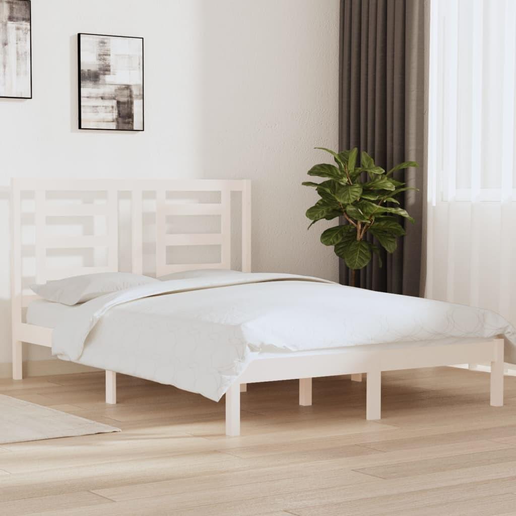 Sengeramme 140x190 cm massivt fyrretræ hvid