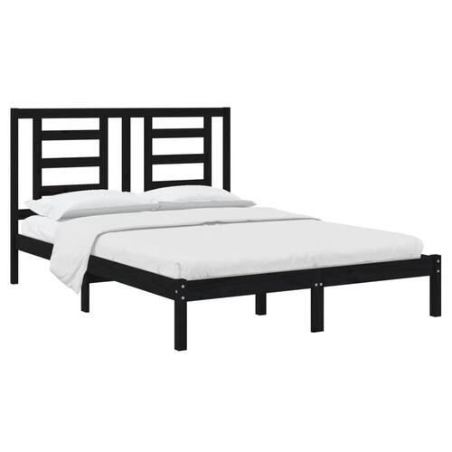 Sengeramme 140x190 cm massivt fyrretræ sort