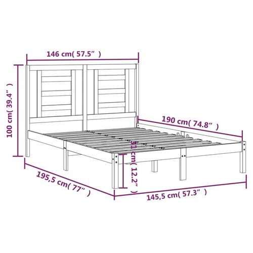 Sengeramme 140x190 cm massivt fyrretræ sort