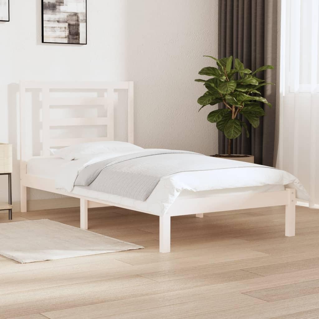 Sengeramme 100x200 cm massivt fyrretræ hvid