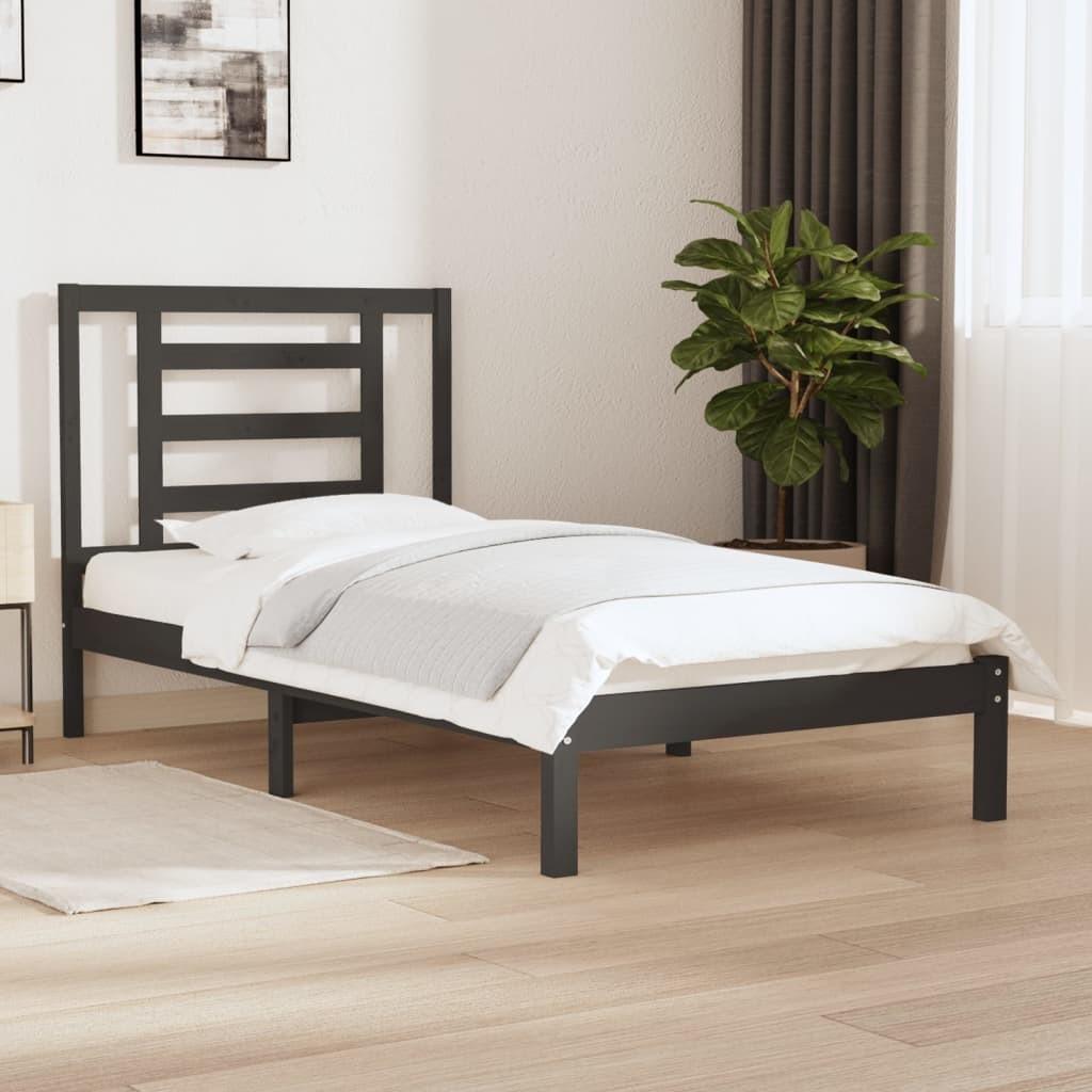 Sengeramme 100x200 cm massivt fyrretræ grå