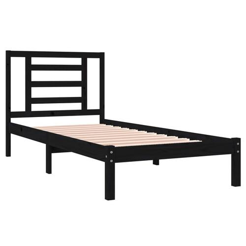 Sengeramme 100x200 cm massivt fyrretræ sort