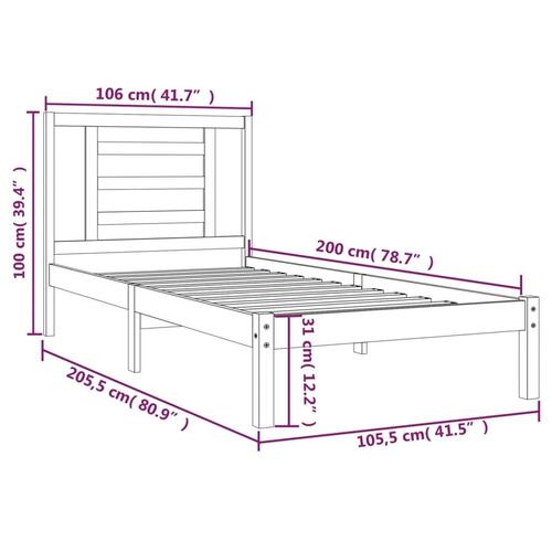 Sengeramme 100x200 cm massivt fyrretræ sort