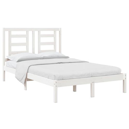 Sengeramme uden madras 120x200 cm massivt fyrretræ hvid