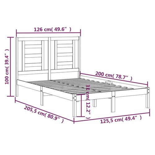 Sengeramme uden madras 120x200 cm massivt fyrretræ hvid