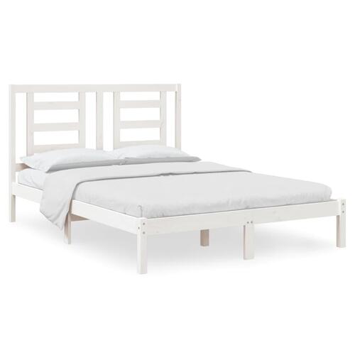 Sengeramme uden madras 140x200 cm massivt fyrretræ hvid