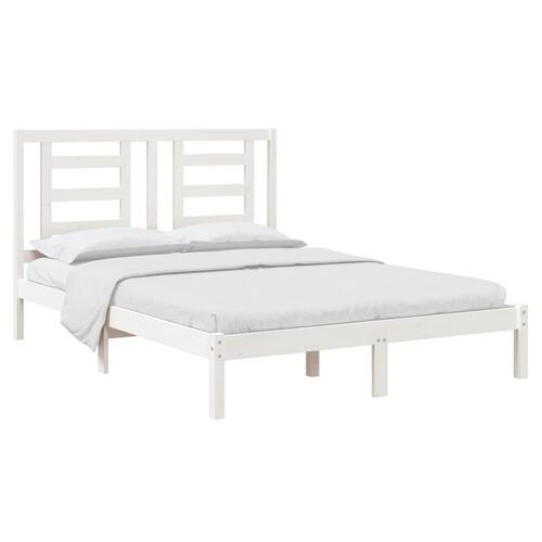 Sengeramme uden madras 140x200 cm massivt fyrretræ hvid