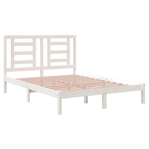 Sengeramme uden madras 140x200 cm massivt fyrretræ hvid