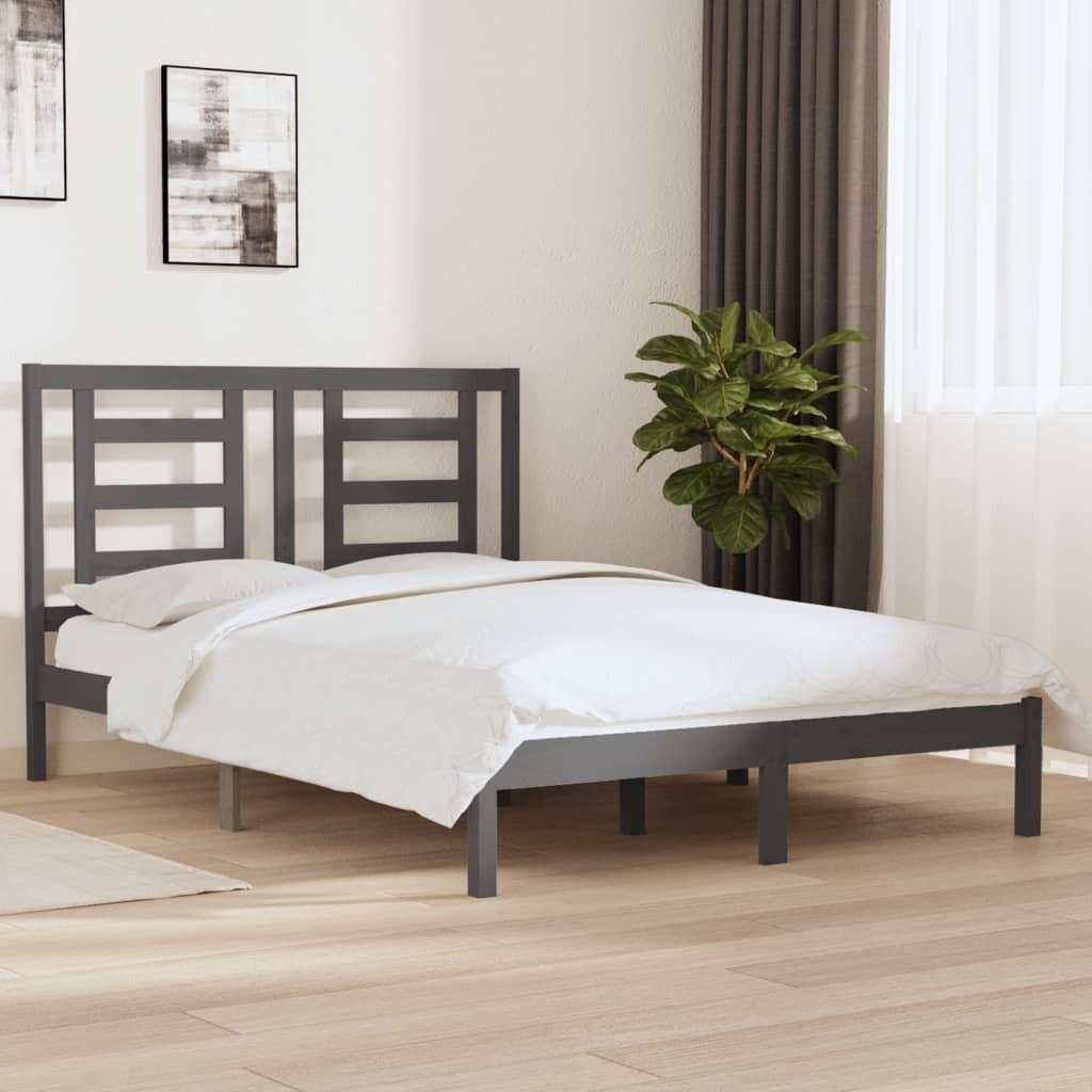 Sengeramme 150x200 cm King Size massivt fyrretræ grå
