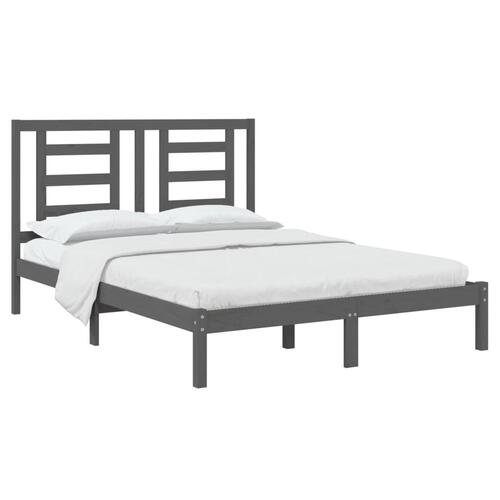 Sengeramme 150x200 cm King Size massivt fyrretræ grå