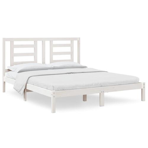 Sengeramme 160x200 cm massivt fyrretræ hvid