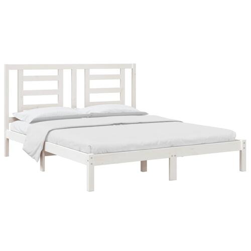 Sengeramme 160x200 cm massivt fyrretræ hvid