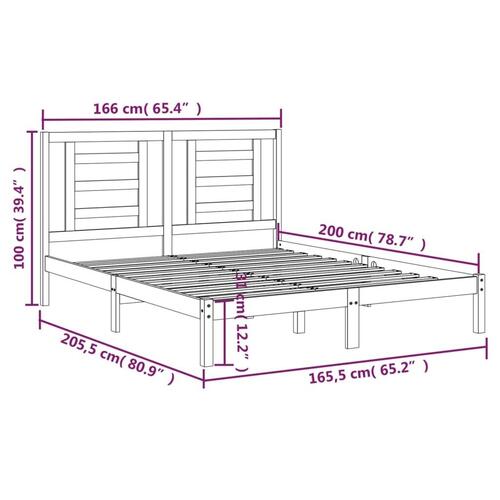 Sengeramme 160x200 cm massivt fyrretræ hvid