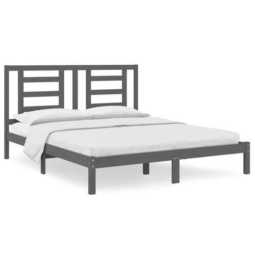 Sengeramme 160x200 cm massivt fyrretræ grå