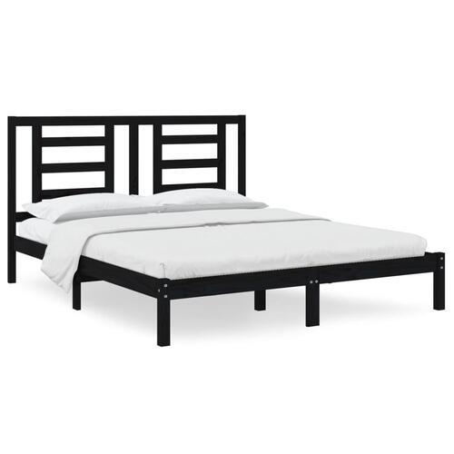 Sengeramme 160x200 cm massivt fyrretræ sort