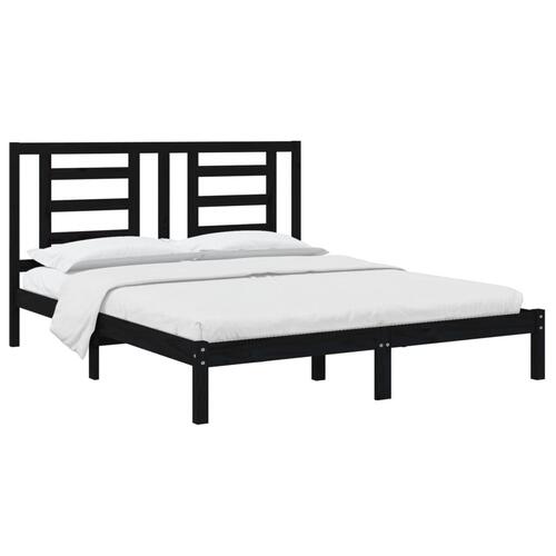 Sengeramme 160x200 cm massivt fyrretræ sort