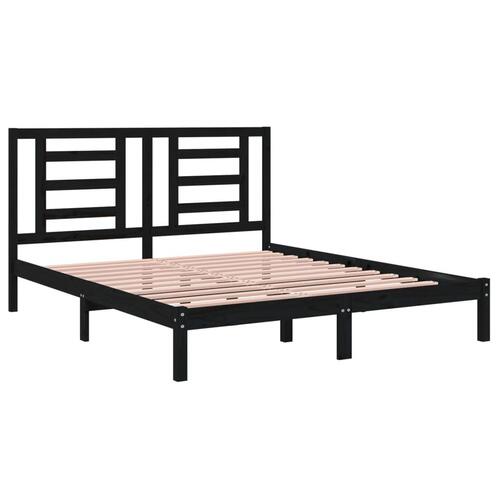 Sengeramme 160x200 cm massivt fyrretræ sort