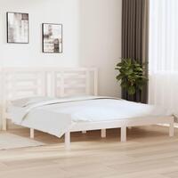 Sengestel 180x200 cm Super King massivt fyrretræ hvid