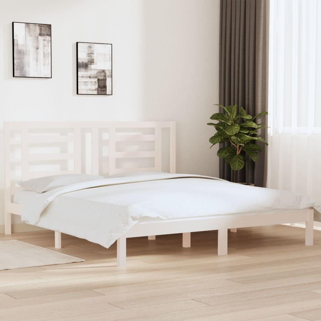 Sengestel 180x200 cm Super King massivt fyrretræ hvid