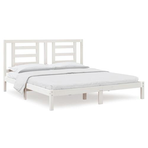 Sengestel 180x200 cm Super King massivt fyrretræ hvid