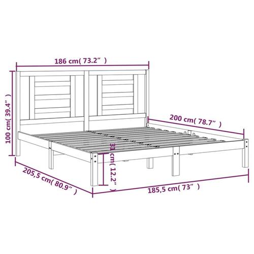 Sengestel 180x200 cm Super King massivt fyrretræ hvid