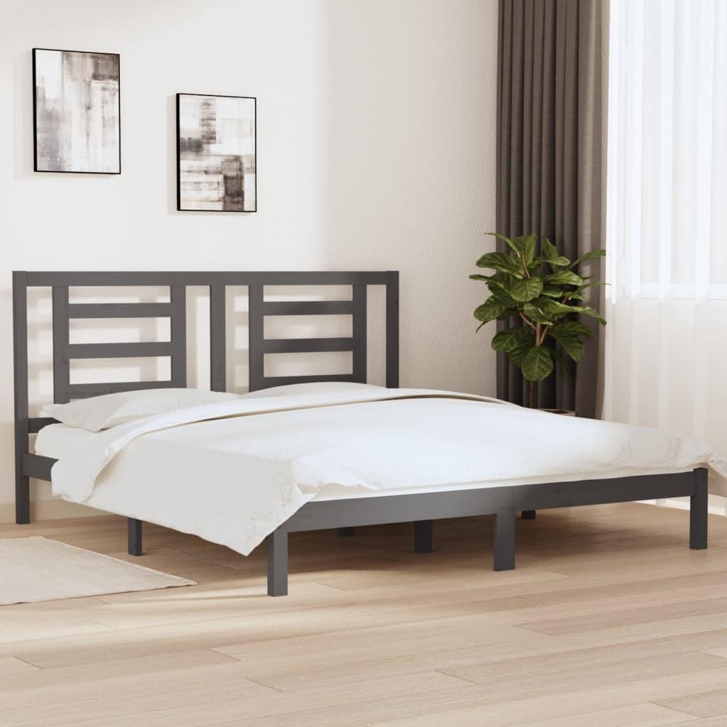 Sengestel 180x200 cm Super King massivt fyrretræ grå