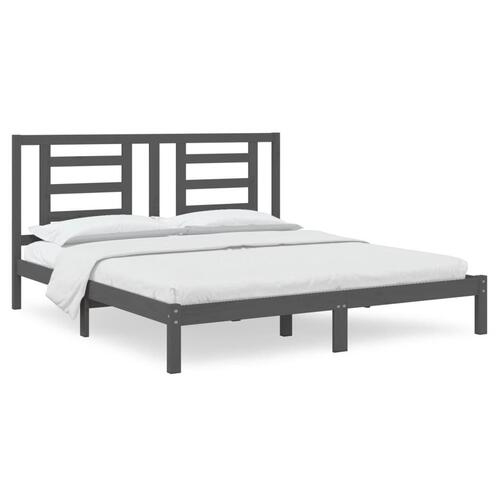 Sengestel 180x200 cm Super King massivt fyrretræ grå