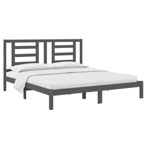 Sengestel 180x200 cm Super King massivt fyrretræ grå