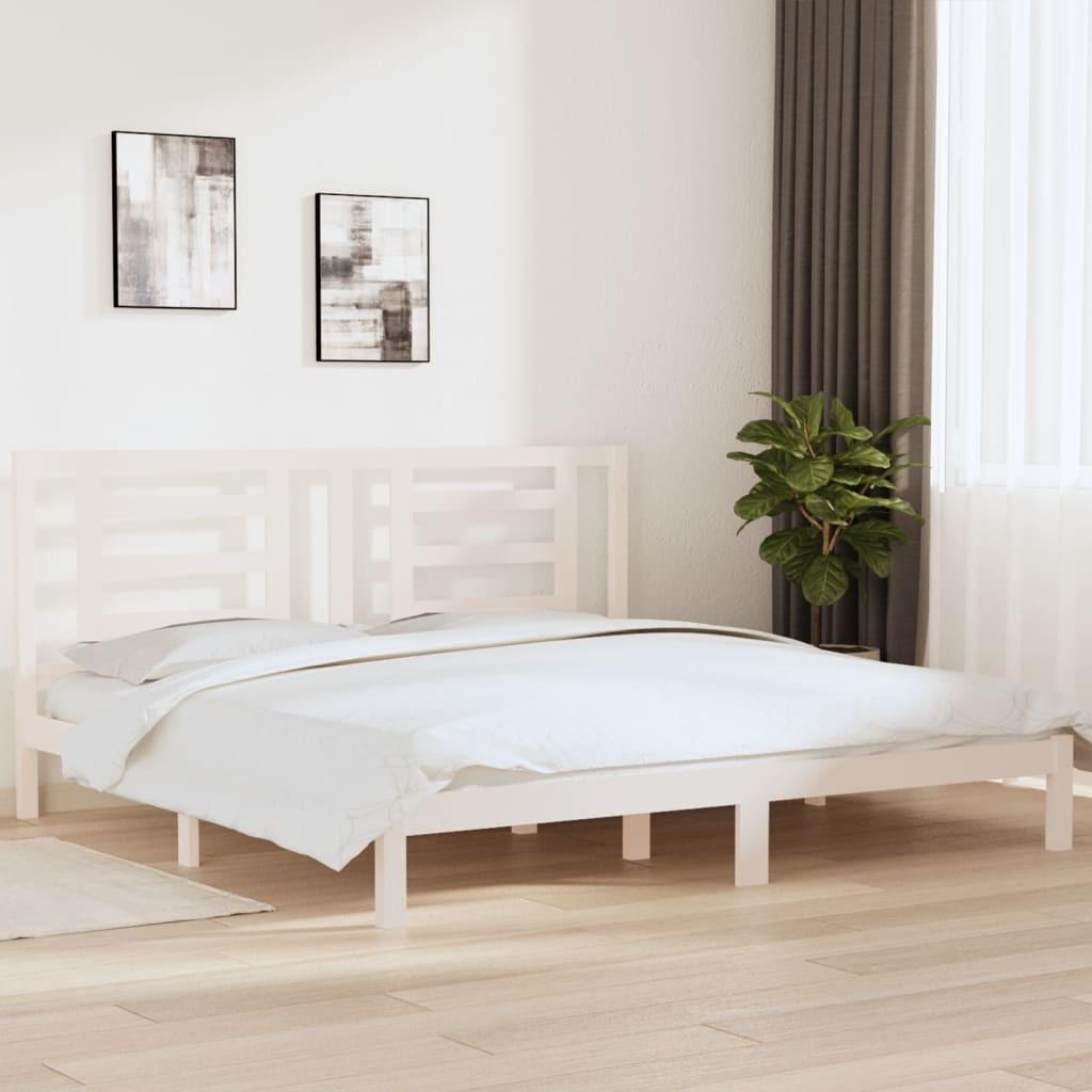 Sengeramme 200x200 cm massivt fyrretræ hvid