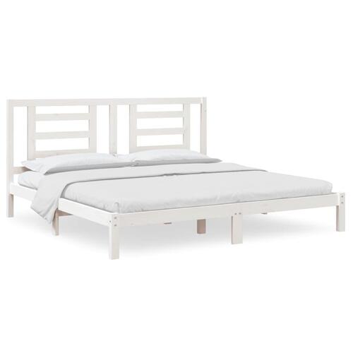 Sengeramme uden madras 200x200 cm massivt fyrretræ hvid