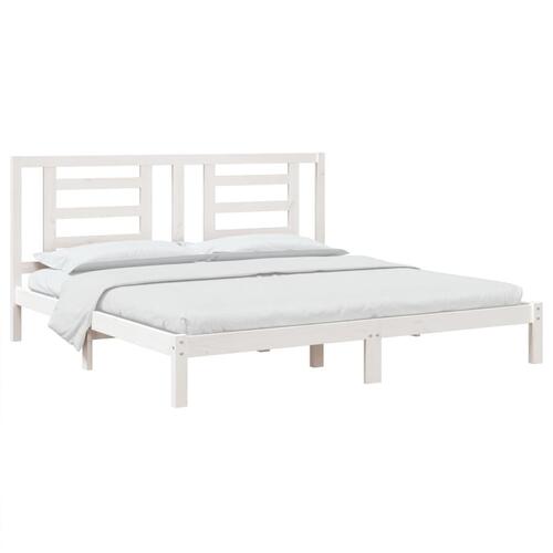 Sengeramme uden madras 200x200 cm massivt fyrretræ hvid