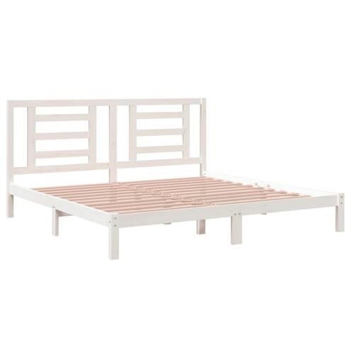 Sengeramme uden madras 200x200 cm massivt fyrretræ hvid