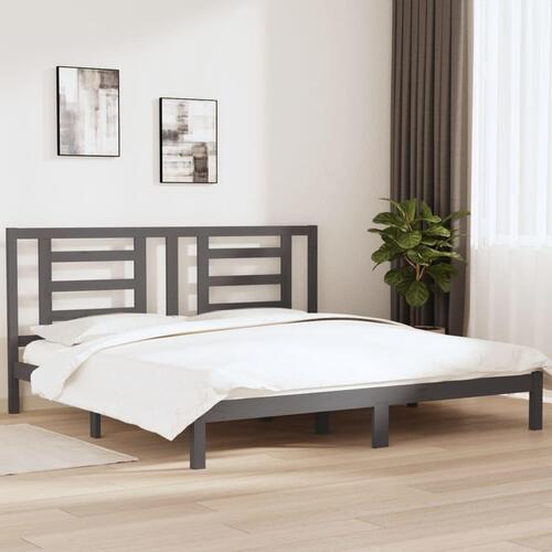 Sengeramme 200x200 cm massivt fyrretræ grå