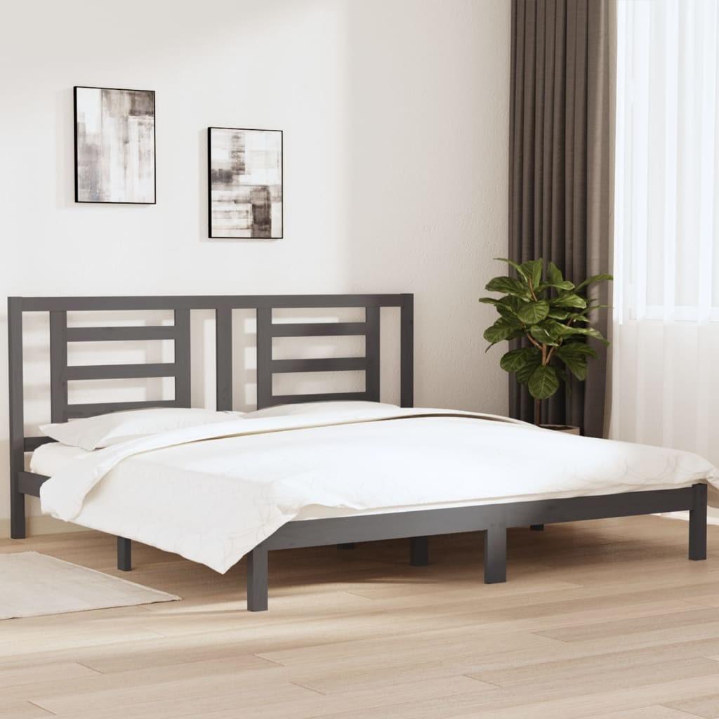 Sengeramme 200x200 cm massivt fyrretræ grå