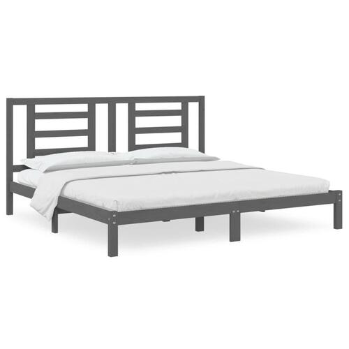 Sengeramme 200x200 cm massivt fyrretræ grå