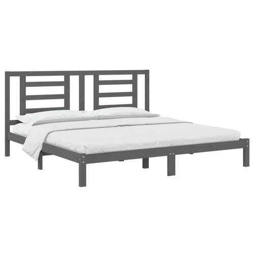 Sengeramme 200x200 cm massivt fyrretræ grå
