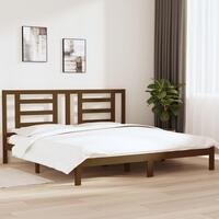 Sengeramme 200x200 cm massivt fyrretræ gyldenbrun