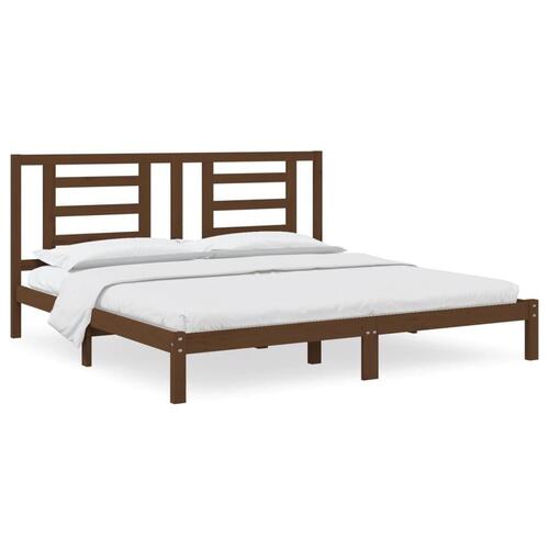 Sengeramme 200x200 cm massivt fyrretræ gyldenbrun