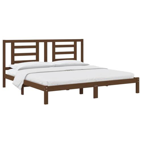 Sengeramme 200x200 cm massivt fyrretræ gyldenbrun