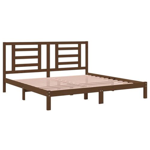 Sengeramme 200x200 cm massivt fyrretræ gyldenbrun