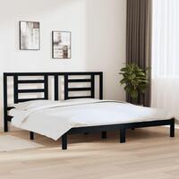 Sengeramme 200x200 cm massivt fyrretræ sort