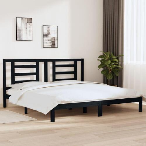 Sengeramme 200x200 cm massivt fyrretræ sort
