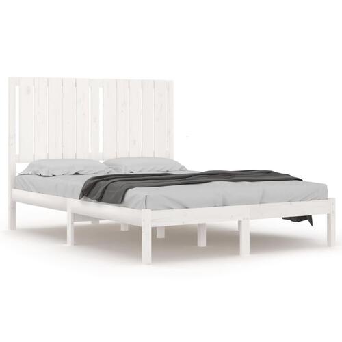 Sengeramme 120x200 cm massivt fyrretræ hvid