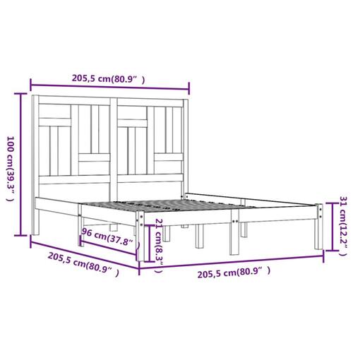 Sengeramme uden madras 200x200 cm massivt fyrretræ hvid