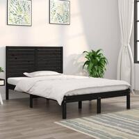 Sengeramme 135x190 cm Double massivt fyrretræ sort