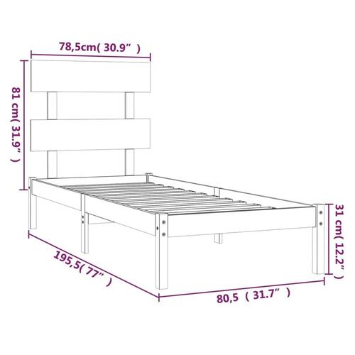 Sengeramme 75x190 cm Small Single massivt træ sort