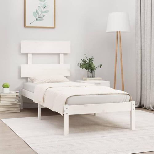 Sengeramme 90x190 cm Single massivt træ hvid