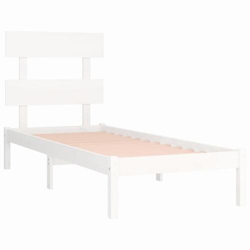 Sengeramme 90x190 cm Single massivt træ hvid